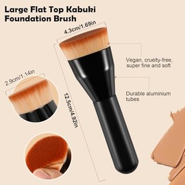 Brocha Kabuki Punta Plana Base Maquillaje Profesional Líquida Difuminar Líquido Crema Polvo Negra