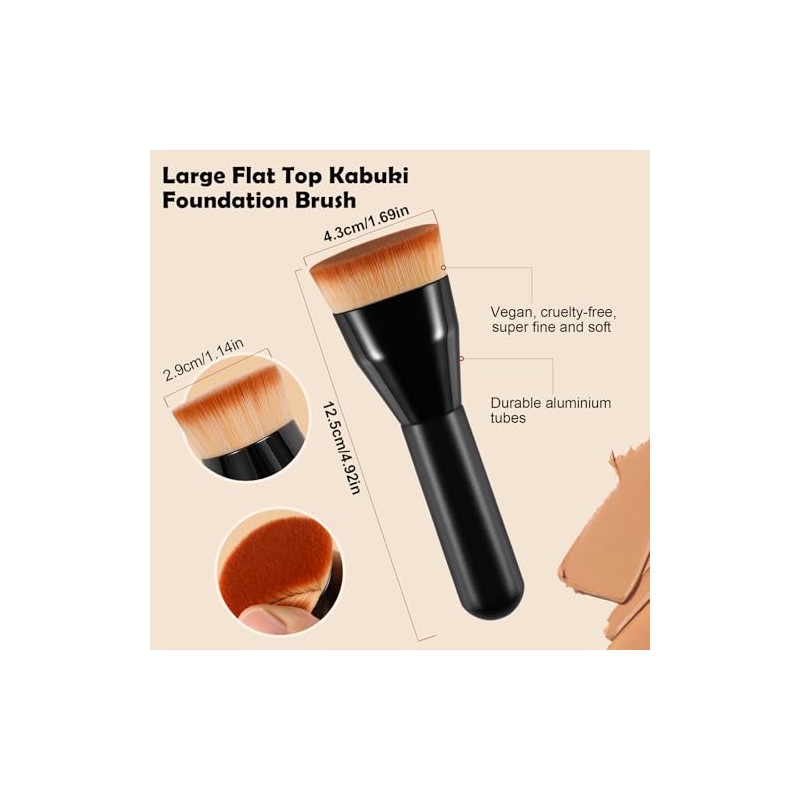 Brocha Kabuki Punta Plana Base Maquillaje Profesional Líquida Difuminar Líquido