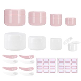 Cosmetic Sample Jars,8 Pcs Travel Pots for Toiletries 10ml/30ml/50ml/100ml Small Travel Cream Pots Containers Jars with Spatulas Tool and Labels for Cream,Make-up Sample Glitter Nail Art Storage