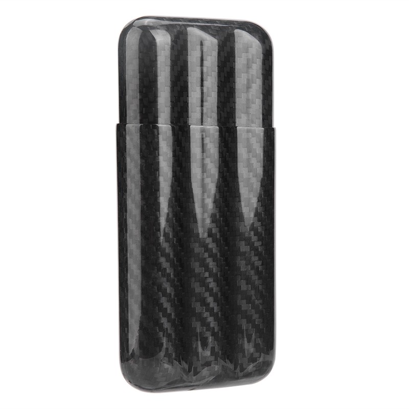 Carbon Fiber Cigar Case Humidors 3 Tubes Cigar Holder Storage