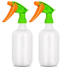Calvalor Cleaning Spray Bottles for Plants Misters Inside, 2 Pack 16.9 oz Squirt Bottle, Water Spray Bottle Mist Sprayer, No Leak Hair Mister Spray Bottle Empty w/Adjustable Nozzle (White Orange)