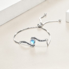 TIGER RIDER Moonstone 925 Sterling Silver Bracelet for Women, Exquisite Women's Jewelry Charm Bracelet, Fashionable Think Pendant Bracelet for Mother's Day Gifts