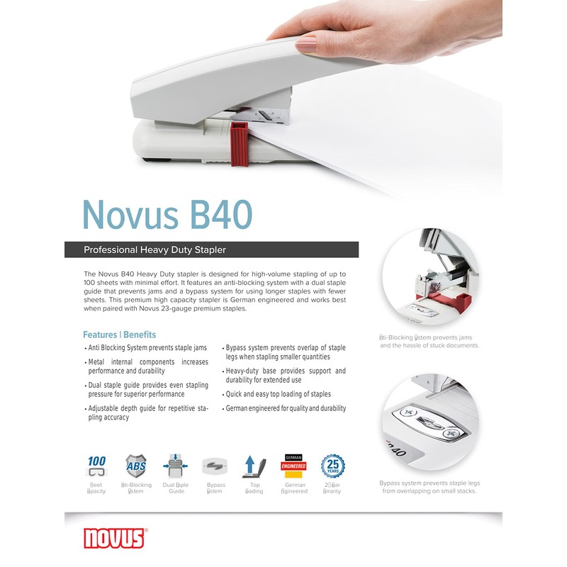 Novus B 40/4 100 Sheet Capacity Heavy Duty Stapler 55mm