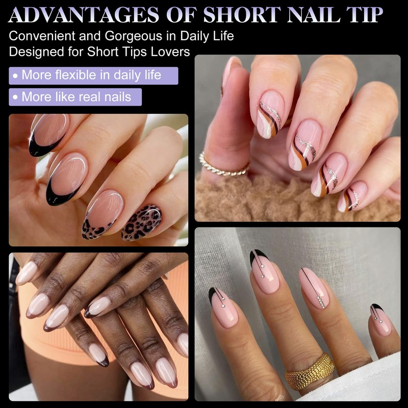 Gelike EC Extra Short Almond Gel Nail Tips Kit for