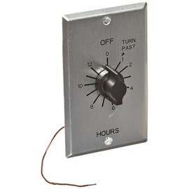 NSI TORK C412H Spring-Wound in-Wall Twist Timer with Commercial Style Metal Plate and 12-Hour Length for Automatic Shutoff of Motors or Lights, Metal-Brushed Aluminum