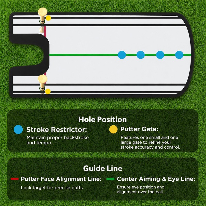 Golf Putting Mirror Training Aid, 12"x5.7" Putting Alignment Mirror