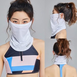 TaoTech Face Mask Cover, Balaclava, UV Protection, 98%, Neck Guard, Ear Wrap, Sun Protection, Neck Gaiter, Breathable, Unisex (Free, White)