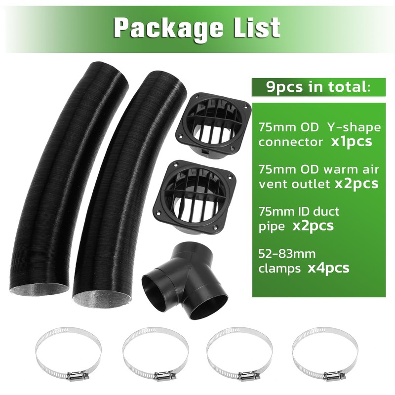 YiEC ZAN 75mm Diesel Heater Pipe Duct Vent Kit with