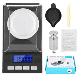 Báscula de joyería, mini portátil, de alta precisión, 0,001 g, ultra delgado, bolsillo digital, balanza de peso, gramo con función de conteo, pantalla digital LED (10 g)