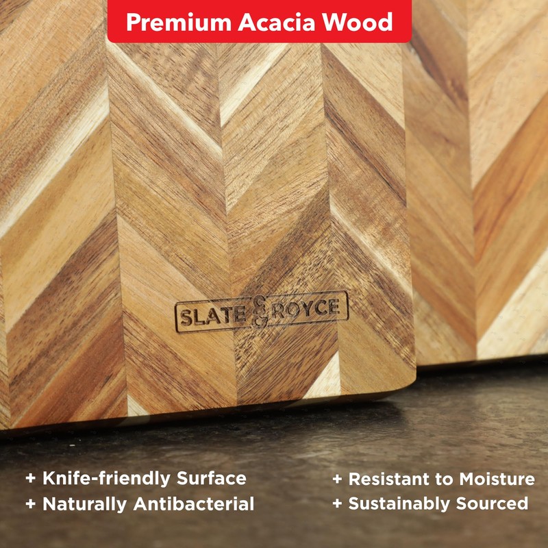 SLATE & ROYCE Acacia Wood Cutting Board Set of 2