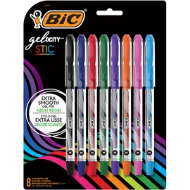 BIC Gel-ocity Smooth Stic Gel Pen, Medium Point (0.7mm), Assorted Colors, 8-Count, Vibrant and Smooth Gel Ink Pens
