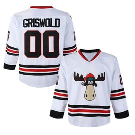 Men's Clark #00 Griswold Movie Hockey Jersey Stitched X-Mas Christmas Vacation (US, Alpha, XX-Large, Regular, Regular, White)