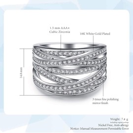 Double Fair Intertwined Crossover Statement Ring Wedding Bands for Women Micro Pave CZ Cocktails Size 5-10
