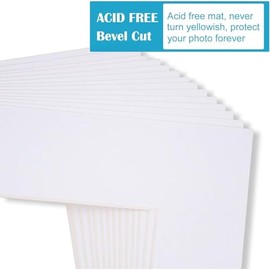 Egofine Pack of 5 White Pre-Cut 5x7 Picture Mat for 4x6 Photo with White Core Bevel Cut Mattes Sets. Includes 5 High Premier Acid Free Mats & 5 Backing Board & 5 Clear Bags