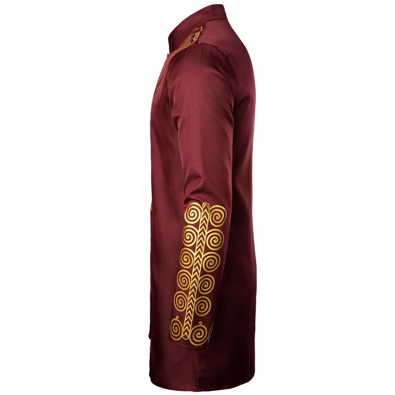 ZEROYAA Men's Africa Suit Long Sleeve Button Down Print Dashiki