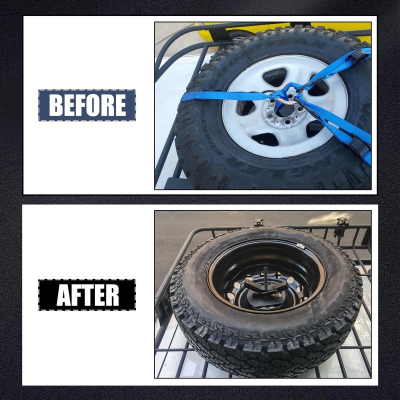 RANSOTO Universal Steel Roof Racks Spare Tire Carriers- Tire Mount