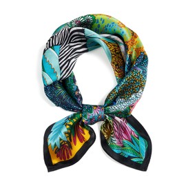 QIUTIMIY Mulberry Silk Scarves for Women Lightweight 21"x21" Square Scarf Small Neckerchief Women Digital Printed Head Wrap((53cm) Square Scarf 16)
