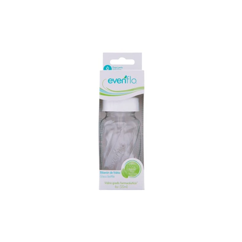 Evenflo Biberón de Vidrio de Grado Farmaceútico, 120 ml, Mamila