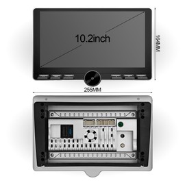 10.2 inch 2+32GB QLED 720P Full Touch Screen Android Car Radio Audio Video Stereo Player for Double Din Raido Model with CarPlay Android Auto WiFi BT MirrorLink Split Screen PIP GPS Navigation