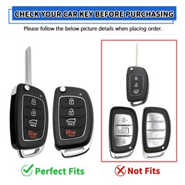 TOMALL 2 Pack for Hyundai Key Fob Cover with Keychain, 4 Buttons Silicone Rubber Key Fob Case Compatible with Hyundai Santa Fe Sport Sonata Sport 2019 2018 2017 2016 2015 2014 2013 Folding Flip Key