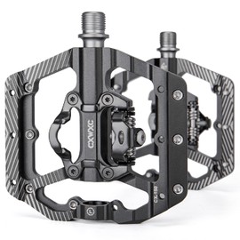 CXWXC Bicycle Pedals Single Side Binding/Single Sided Flat Binding Pedals Triple Shield Bearings 9/16" with Cleats Aluminum (CX-150)