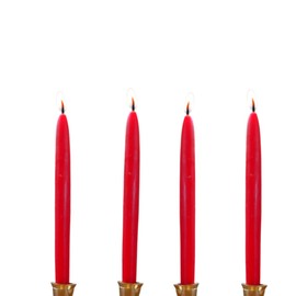 Candlestock Half Inch Beeswax Taper Candle Bundle - 2 Pairs of 1/2" All Natural USA Beeswax Taper Candles (Rose Red, 6 Inch)
