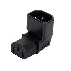 Vellcon IEC 320 C14 to C13 Right Angle AC Adapter, IEC 3Pole Male to Female 90Degree Up Angle AC Converter, C14 to C13 Up Angle AC Adapter, Black Color