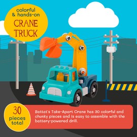 Battat – Classic Construction Toy – Pretend Play Tools – Toddler Trucks – Dexterity Building Toy – 3+ Years– Take – Apart Crane