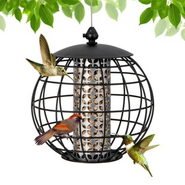 SOARS Hanging Bird Feeder with Protective Cage Metal, Bird Feeder for Birds, Weatherproof, 21 x 21 x 23 cm