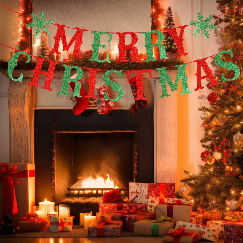 Yahpetes Merry Christmas Banner Christmas Party Decorations