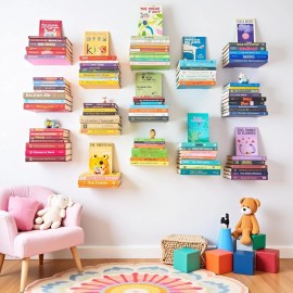 xympo Invisible Floating Bookshelf Set of 4 Wall Mounted Aluminum Hidden Book Shelves