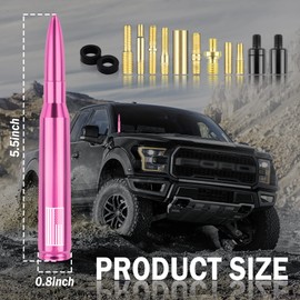 Upgrade American Flag Car Bullet Antenna,Truck Exterior Accessories Antenna Toppers Compatible with GMC,Chevy Silverado,Dodge,Ford,Jeep Antennas Replacement (Premium Pink - U.S. Flag)