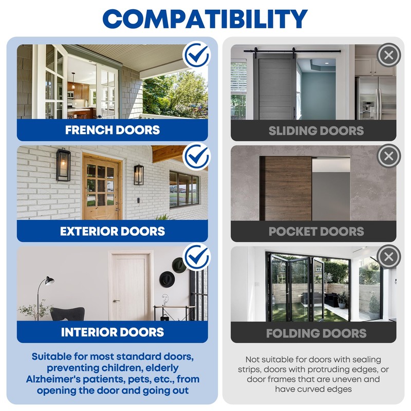 RIAUOR Child Safety Door Top Lock - Adjustable Child Proof