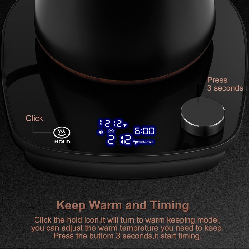 YDDZZM Gooseneck Electric Kettle, Intelligent Temperature Control, Stainless Steel Inner,