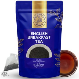 Ceylon English Breakfast Tea Bags - Classic Morning Blend FBOPF1 Black Tea - Strong, Rich & Aromatic 25 Tea Bags