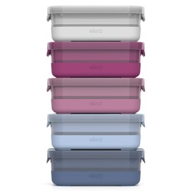 Ello Plastic 3.7 Cup Meal Prep Set 10 Pc, 5 Pack Set - BPA Free Plastic Food Storage Container with Silicone Boot and Airtight Lids, Dishwasher, Microwave, and Freezer Safe, Elderberry
