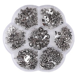 75 PCS 3D Cross Nail Art Charms with Box, Metal Nail Charms for Women, Vintage Punk Alloy 3D Cross Nail Art Decorative Accessories (Silver)