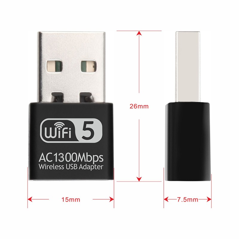 2.4G 5G AC1300Mbps Wireless Network Card USB Adapter Dual Band