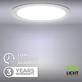 TAG LICHT LED Recessed Ceiling spotlights | Pack of 2 German Engineered | IP54 Changeable Colour Temperature 3000K, 4000K, 6000K | Ultra Slim LED Panel Light | 12W Round downlights (12W (Pack of 2))