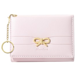 Sunwel Fashion Wallets Girls Cute Coquette Bow Small Wallet Aesthetic Card Holder ID Window Purse for Women (W/KEYCHAIN PINK)