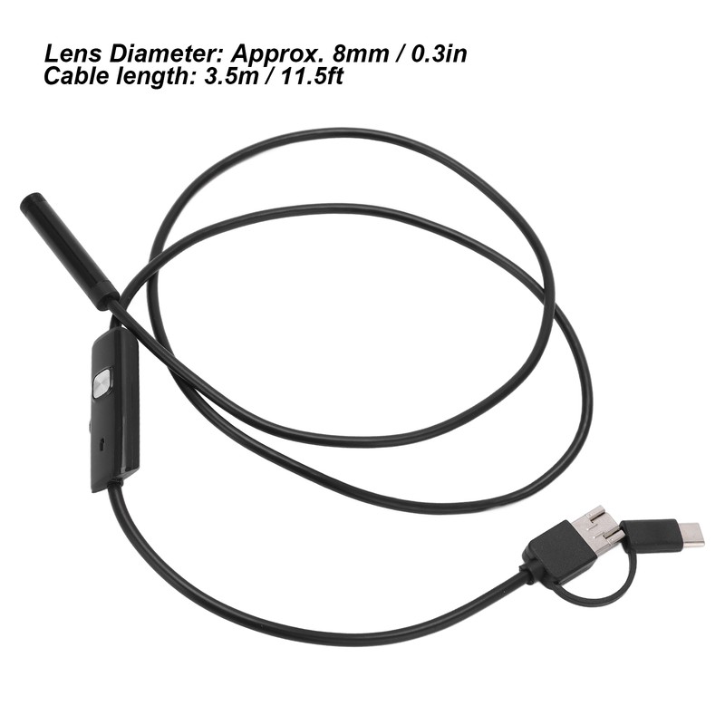 AN100‑8 8mm 3 in 1 Endoscope IP67 Waterproof 6LED Adjustable