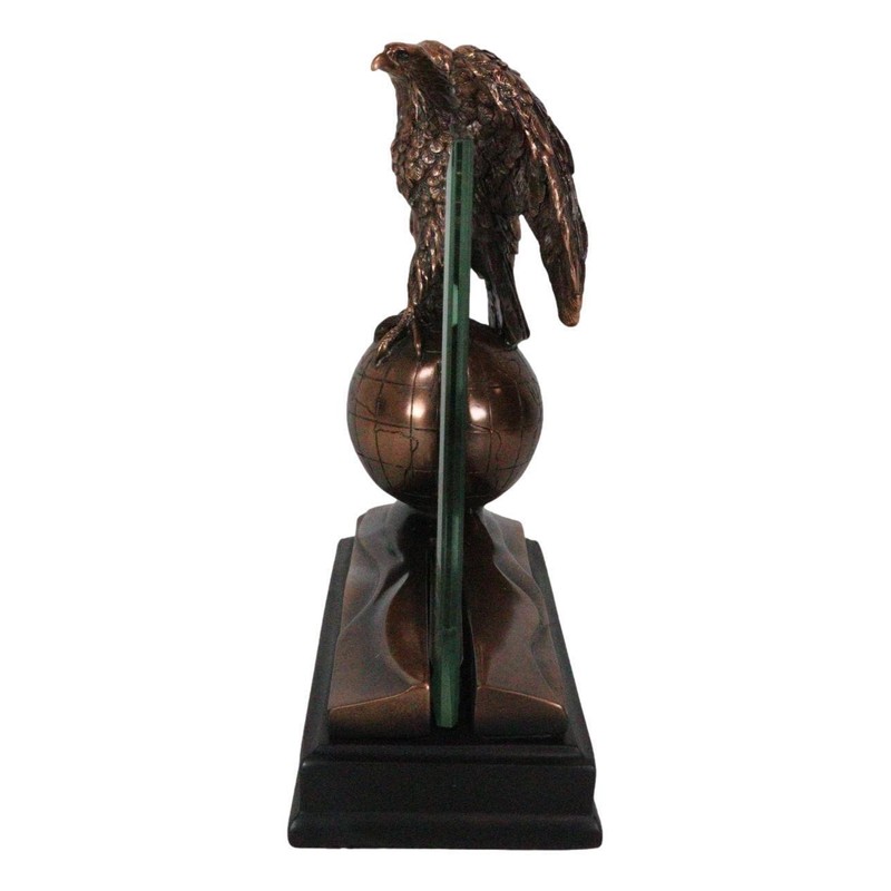 American Bald Eagle On Atlas Globe Bronze Figurine With 4"X6"