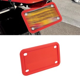 x xotic tech Motorcycle Silicone License Plate Frames, Motorbike License Plate Holder, Rust Proof, Rattle Proof, Weather Proof(Red, 7.56" x 4.53")