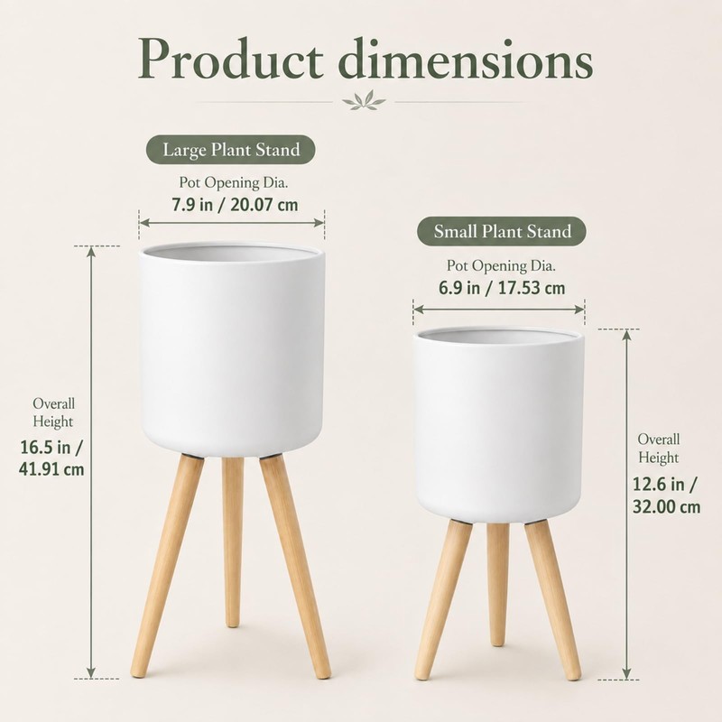 2-Pack Ceramic-Look Metal Planters for Indoor Plants