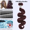 MOMOSHERO Burgundy Body Wave Bundle 14 Inch，12A Soft Real Hair