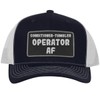 Conditioner-Tumbler Operator AF - Leather Black Patch Engraved Trucker Hat,
