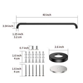 2 Pack 40 Inch Black Shower Grab Bars, ZUEXT Stainless Steel Bathroom Wall Grab Bar Handle, Shower Balance Bar, Safety Hand Rail Support,Handicap Elderly Senior Assist Bath Grab Handle(1.25" Diameter)