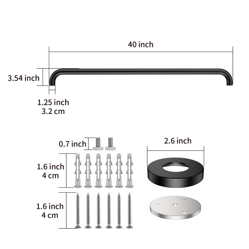 2 Pack 40 Inch Black Shower Grab Bars, ZUEXT Stainless