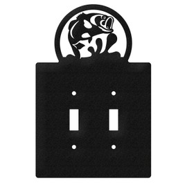 SWEN Products Fish Large Mouth Bass Wall Plate Cover (Double Switch, Black)
