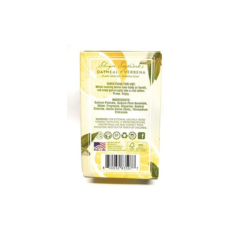 Shugar Soapworks Oatmeal & Verbena Soap - 5 Ounce Beauty